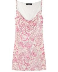 Versace - Mini Dress With Cowl Neckline - Lyst
