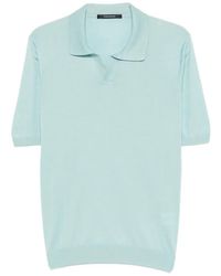 Tagliatore - Silk Polo Collar Top With Slit Neckline - Lyst