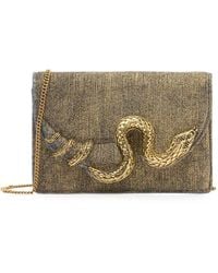 Roberto Cavalli - Brushed-Effect Snake-Motif Shoulder Bag - Lyst