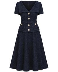 Self-Portrait - Bouclé Midi-Jurk - Lyst