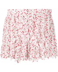 MSGM - Cherry-print Ruffled Mini Shorts - Lyst
