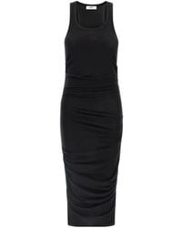 Elisabetta Franchi - Logo-Embroidery Draped Midi Dress - Lyst