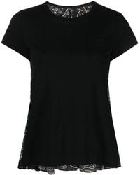 Sacai - Paisley-print Panelled Short-sleeve T-shirt - Lyst