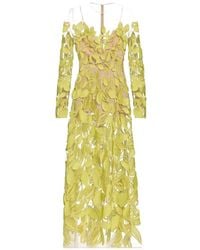 Elie Saab - Floral-Appliqué Sheer-Panel Dress - Lyst