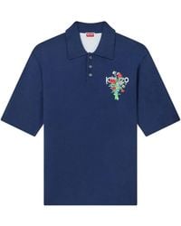 KENZO - Bouquet Embroidered Knit Polo Shirt - Lyst