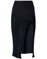 Missoni - Ribbed Viscose Lamé Midi Skirt With Slit - Lyst