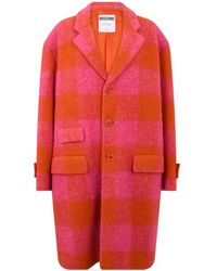 Moschino - Check-Pattern Long-Sleeve Coat - Lyst