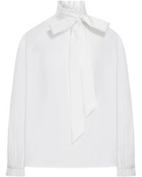 La DoubleJ - Tie-Neck Cotton Blouse - Lyst