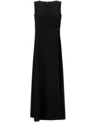 Herno - Long Fluid Fabric With A Light Diagonal Weave Dress With Hook Detail - Lyst