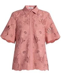 Erdem - Floral-Cutwork Short-Sleeve Shirt - Lyst