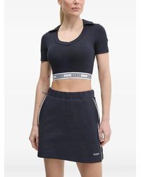Guess - Aline Logo-Tape Cropped T-Shirt - Lyst