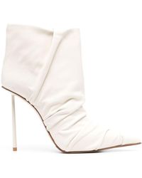 Le Silla - Fedra 120mm Ruched Leather Ankle Boots - Lyst