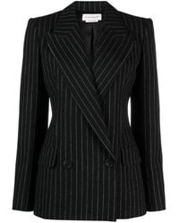 McQueen - Striped Double-Breasted Blazer - Lyst