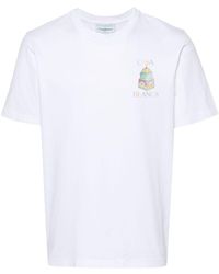 Casablancabrand - T-shirt Van Biologisch Katoen Met Print - Lyst