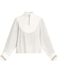 Munthe - Embroidered Yoke Blouse - Lyst