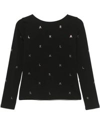 KARL LAGERFELD - Rhinestone-Logo T-Shirt - Lyst