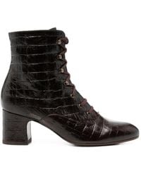 Chie Mihara - Croc-Effect Lace-Up Ankle Boots - Lyst