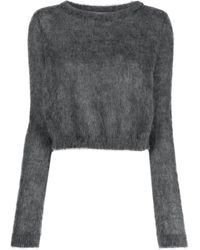 Alberta Ferretti - Cropped Brushed-knit Jumper - Lyst