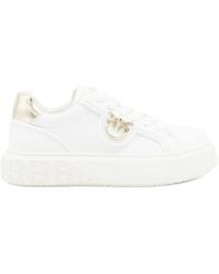 Pinko - Metallic-Detail Bird-Embellishment Sneakers - Lyst