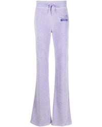Moschino - Logo-Print Velour Track Pants - Lyst