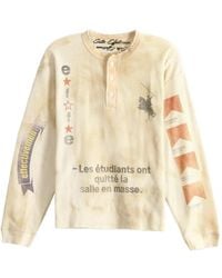 SAITOS - Graphic-Print Waffle-Knit Henley T-Shirt - Lyst