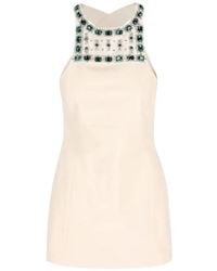 Miu Miu - Apron Embroidered Mini Dress - Lyst