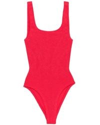 Hunza G - Coverage Crinkle-Effect Square-Neck Swimsuit - Lyst
