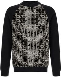 Balmain - Pb Monogram Jacquard Sweater - Lyst