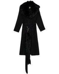 Blumarine - Shearling-Collar Charm-Detail Coat - Lyst