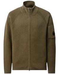 C.P. Company - Waffle-Knit Cotton Zip Lens Cardigan - Lyst