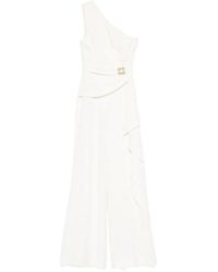 Elie Saab - Cady One-Shoulder Appliqué Jumpsuit - Lyst