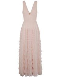 Twinset - Geplooide Maxi-Jurk Met Ruches - Lyst