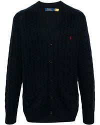 Polo Ralph Lauren - Logo Embroidered Cable Knit Cardigan - Men's - Cotton - Lyst
