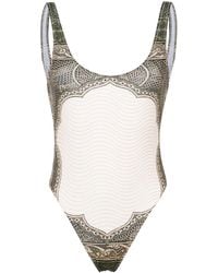 Jean Paul Gaultier - Cartouche-print High-cut Swimsuit - Lyst