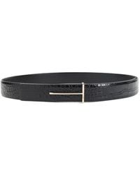 Tom Ford - Crocodile-Effect Metal Belt - Lyst