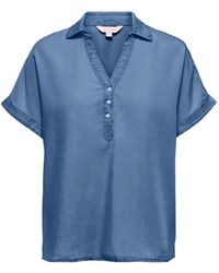 ONLY - Short-Sleeve V-Neck Blouse - Lyst