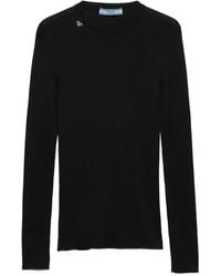 Prada - Ribbed Knit Wool Crewneck Sweater - Lyst