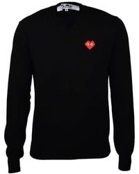 COMME DES GARÇONS PLAY - V-Neck Heart Sweater - Lyst