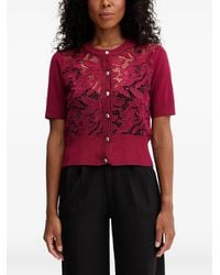 Morgan - Lace-Panelled Short-Sleeve Cardigan - Lyst