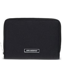 KARL LAGERFELD - Logo-Plaque Pebbled-Effect Wallet - Lyst