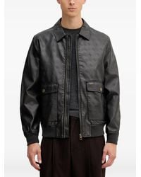 Guess - Monogram Faux-Leather Bomber Jacket - Lyst