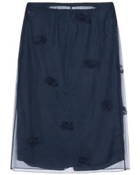 JNBY - Embroidered Mesh-Overlay Midi Skirt - Lyst