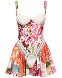 DSquared² - Floral-Print Mesh-Detail Dress - Lyst
