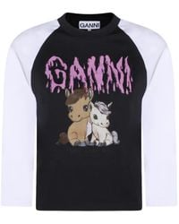 Ganni - Graphic Long-Sleeve T-Shirt - Lyst