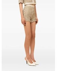 Contessa Mills - Blair Smocked Leather-Trim Shorts - Lyst