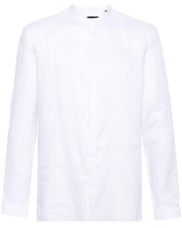 Giorgio Armani - Leinenhemd mit Stehkragen - Lyst