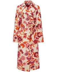 La DoubleJ - Floral-Print Cotton Trench Coat - Lyst