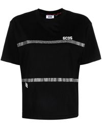 Gcds - Striped T-shirt With Rhinestones - Lyst