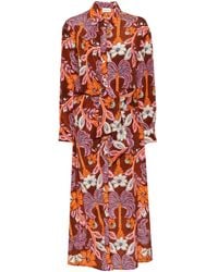 P.A.R.O.S.H. - Floral-Print Silk Shirt Dress - Lyst