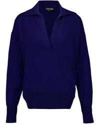 Tom Ford - Polo V-Neck Cashmere Knit Top - Lyst